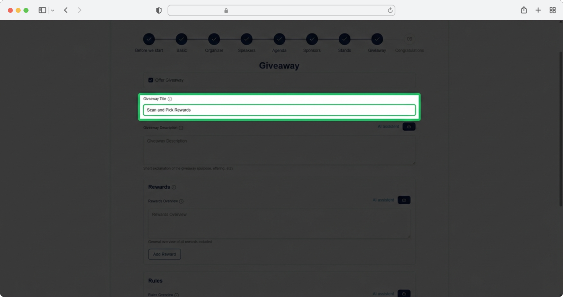 Enter the giveaway title